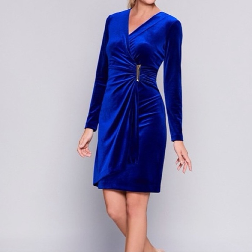 Calvin Klein Velvet V-Neck Dress - Picture 4 of 6